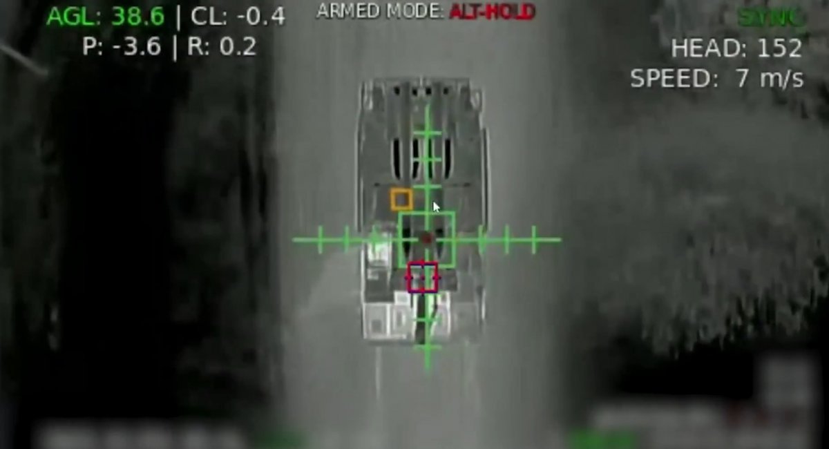 View of the 9A316 transporter-loader before the drone landed on it / Video screenshot