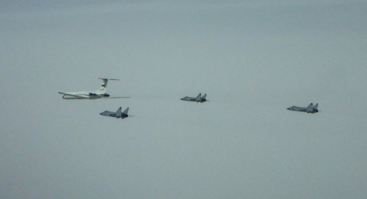 Three russian MiG-31 and the Il-62M in the sky over the Baltic Sea, August 22, 2022 / Photo credits NATO Allied Air Command