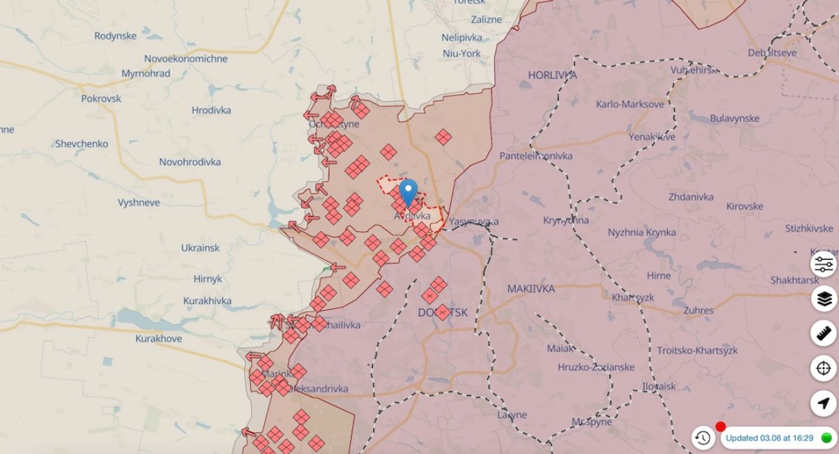 Avdiivka, Ukraine / screenshot from DeepStateMap 