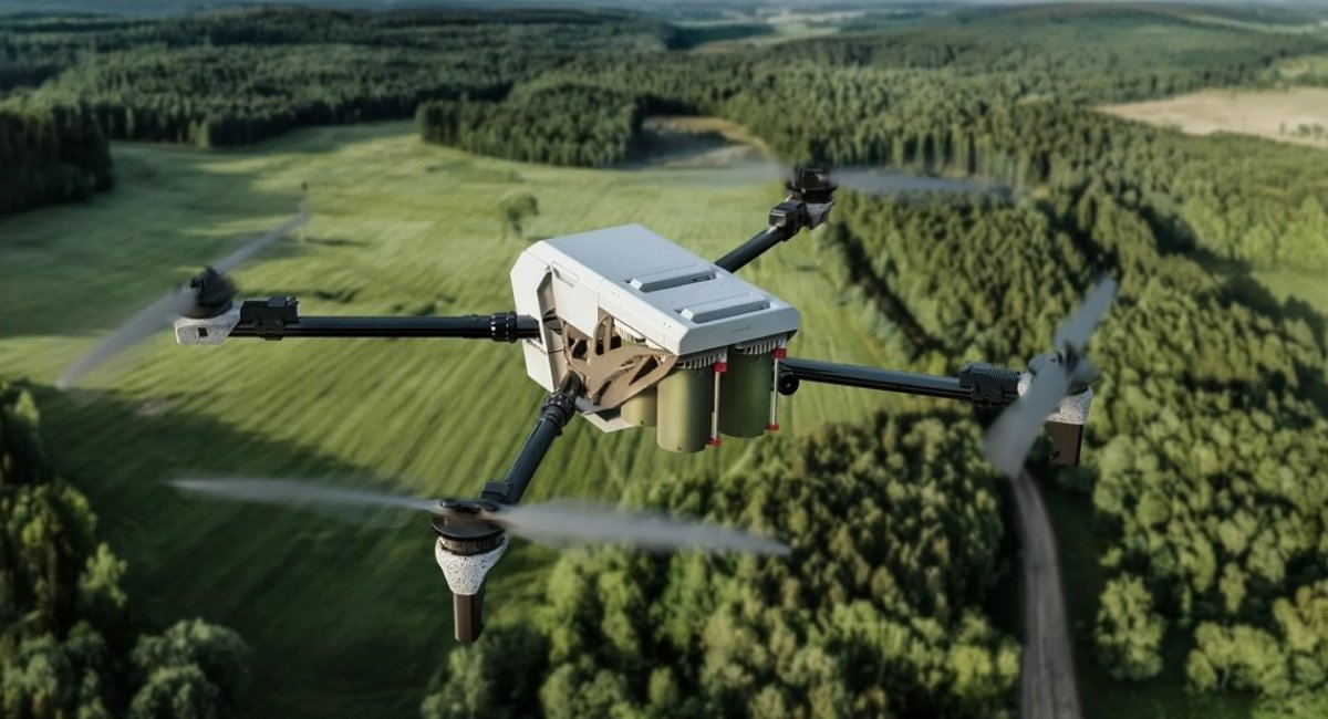 Drone with Eggbox and AT2+ anti-tank mines render / Photo credit: CPM / Navid Linnemann