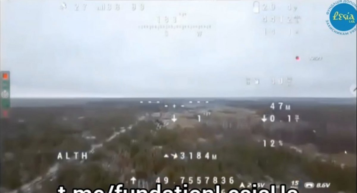 Enemy drone falls after being hit by an FPV shotgun