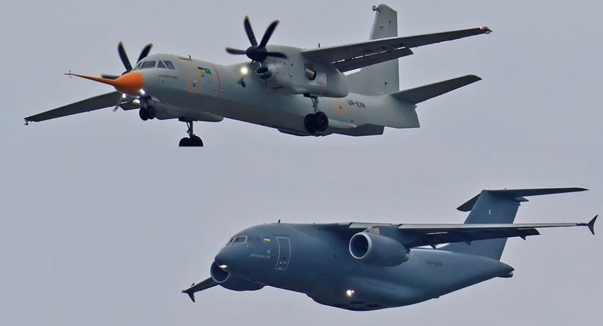 Antonov An-132D and An-178 airplanes prototypes seen during flight testing in Marh 2017 / Photo Credit: Sergey Smolentsev