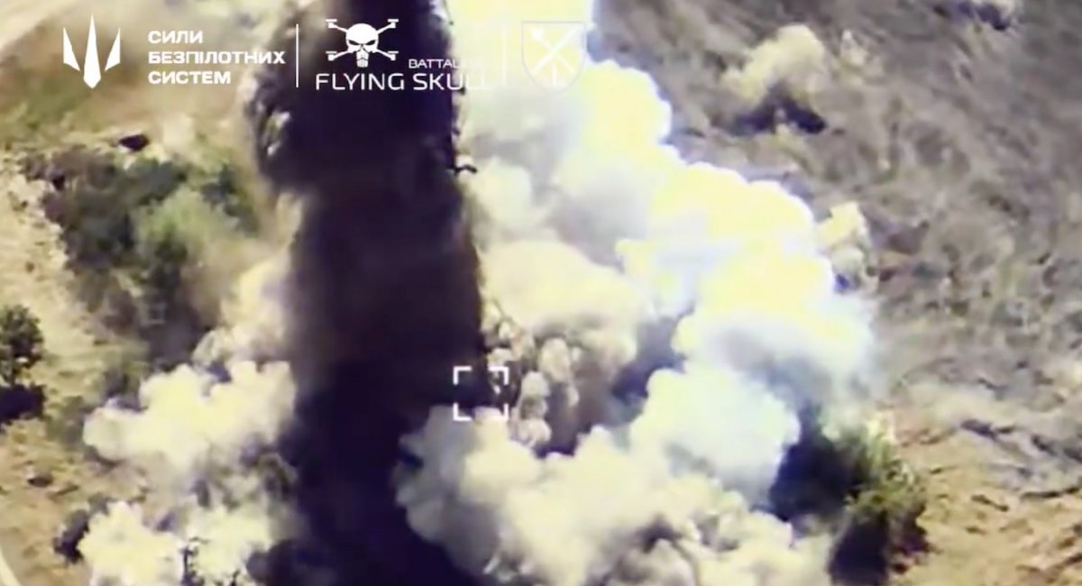 Using U.S.-made GBU-39 precision bombs, Ukrainian jet obliterated russian UAV repair facility in the south / screenshot from video 