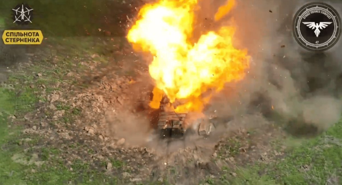 russian T-90M Proryv main battle tank destroyed by FPV-drone / Video screenshot