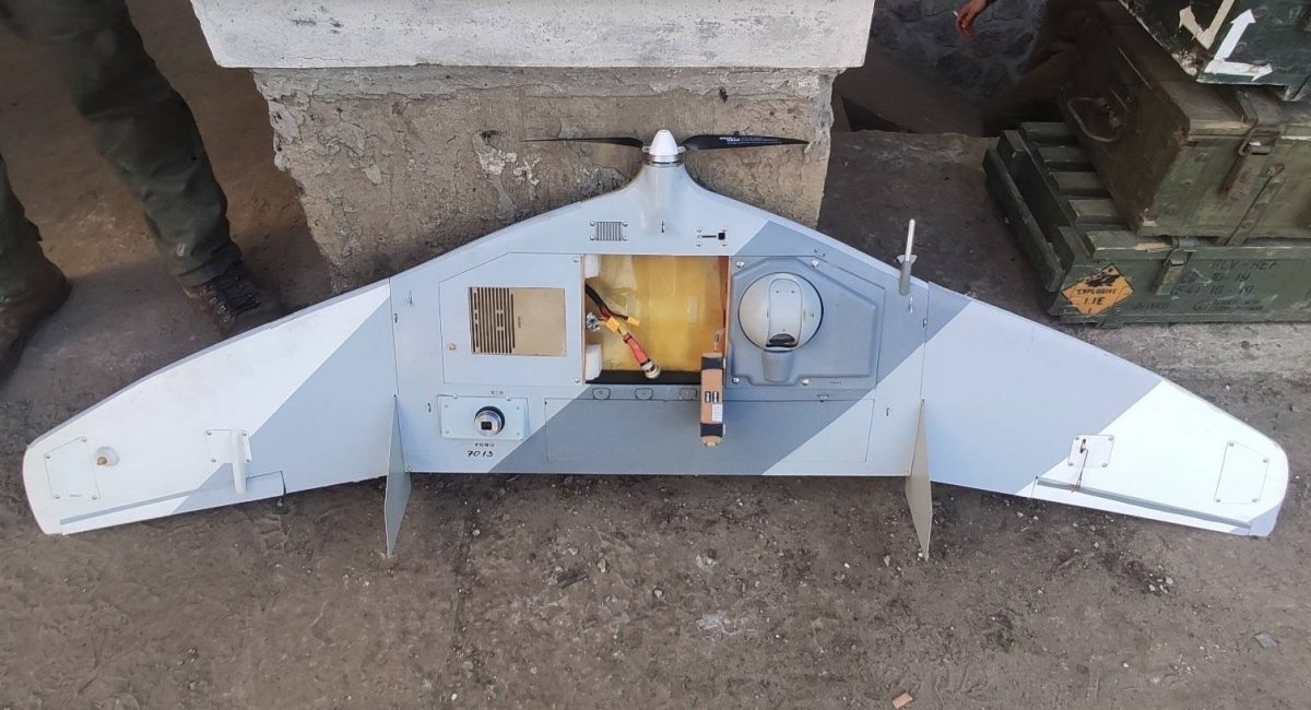 A russian-made Takhion mini-UAV developed to conduct reconnaissance missions in support for ground forces