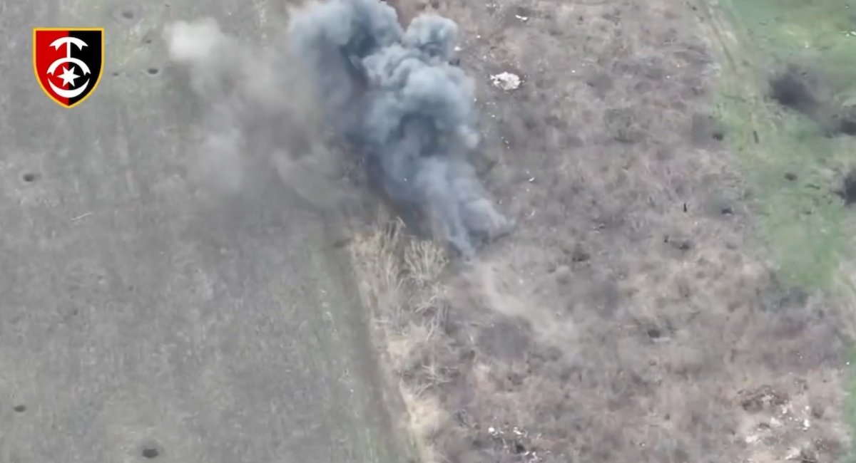 Russian Strizh electronic warfare system on fire / screenshot from video 