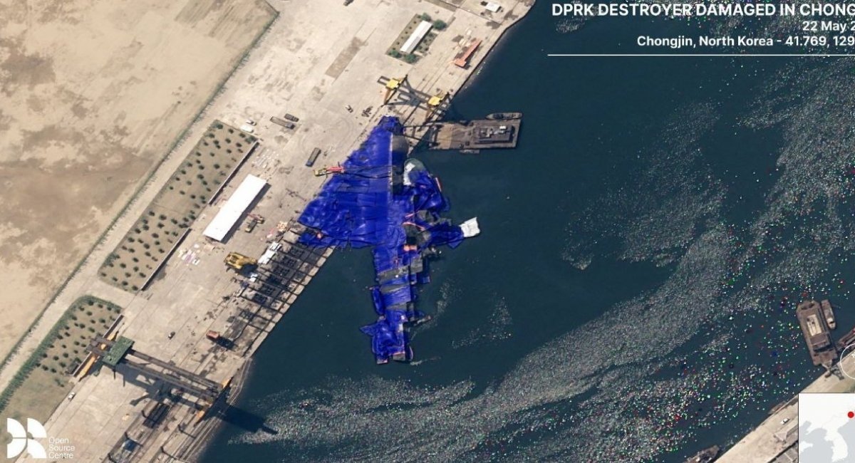 The wreck site of the second Choe Hyon-class destroyer / Photo credit: Open Source Centre/Airbus Space