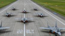 Poland Rolls Out Nine of 14 MiG-29s for Static Display With Intake Covers, Wheel Chocks, Not Elephant Walk It Might Appear Amid Ukraine-Bulgaria Talks 