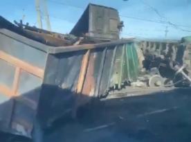 ​Ukrainian Drone Knocks Over a Train, Blocking Pathway to russian Arsenal 400 km in the Rear