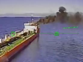 Ukrainian Drone Strikes russian Shadow Fleet Tanker Right Under Helicopter's Nose (Video)