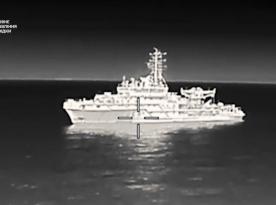 russian MPSV07 Vessel Violating the Law of War Struck by Ukrainian Drones (Video)