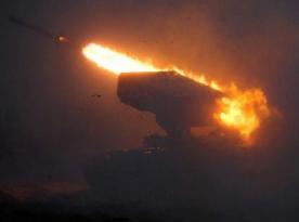 russian invaders Shells Vovchansk With TOS-1A Solntsepyok Flamethrower Systems 