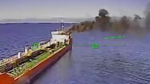 Ukrainian Drone Strikes russian Shadow Fleet Tanker Right Under Helicopter's Nose (Video)