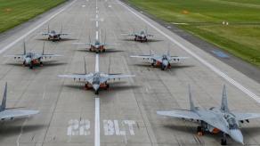Poland Rolls Out Nine of 14 MiG-29s for Static Display With Intake Covers, Wheel Chocks, Not Elephant Walk It Might Appear Amid Ukraine-Bulgaria Talks 