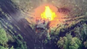 Kamikaze Drones of Ukrainian Territorial Defense Destroy russian 2S4 Tyulpan Mortar in Zaporizhzhia Region