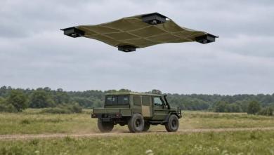U.S. Startup Builds Flying Blanket to Hide Vehicles From Drones and Satellites, Four Drones Stretch IR/Radar-Blocking Cover Overhead