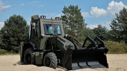 Ukraine Introduces New UAT-SPIDER Armored Backhoe Loader for Position Arrangement, Other Engineering Works