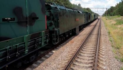 russian Troops Invent Strange Armored Train, Already Hit by Ukrainian Drone