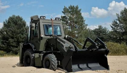 Ukraine Introduces New UAT-SPIDER Armored Backhoe Loader for Position Arrangement, Other Engineering Works